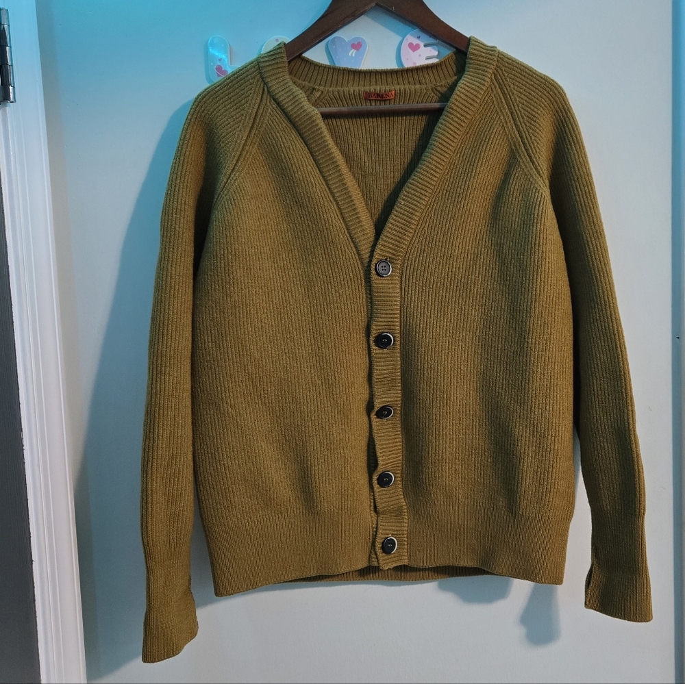 BARENA VENEZIA Italy Ribbed Cardigan Olive Green Men’s XXL